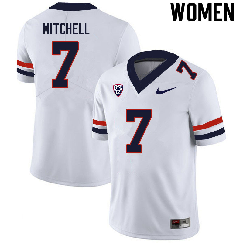 Women #7 Jaden Mitchell Arizona Wildcats College Football Jerseys Sale-White - Click Image to Close